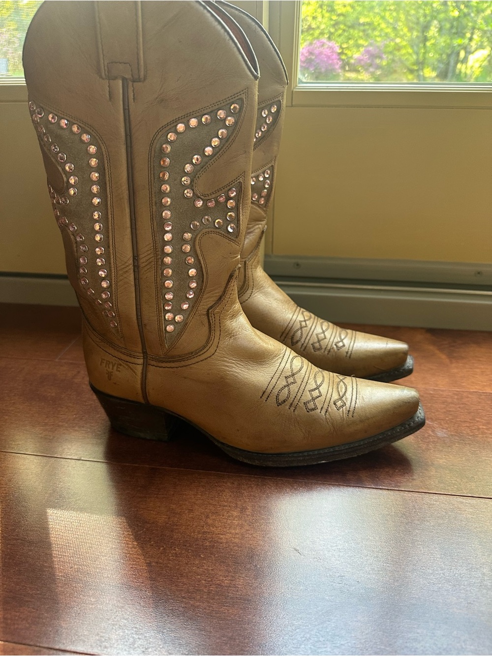 FRYE Rhinestone Western Cowboy Boots - Picture 2 of 7
